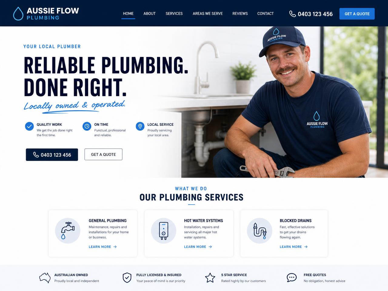 Example of a modern small business website designed by Apex Site Designs